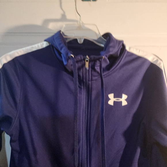 Under Armour Women's Full Zip Jacket Hoodie, Size S, Purple Striped, Semi-Fitted - Picture 2 of 7